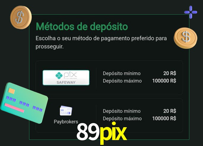 O cassino 89pix oferece uma grande variedade de métodos de pagamento